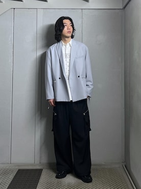 「JUNRED（ジュンレッド）のアイテム（パンツ）」を使った、SHUNSUKEさん（メンズ・185cm）の冬コーディネート