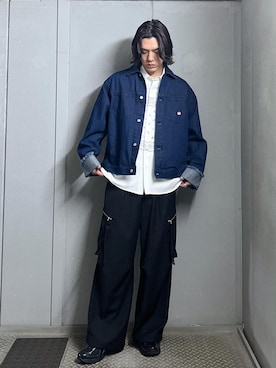 「JUNRED（ジュンレッド）のアイテム（パンツ）」を使った、SHUNSUKEさん（メンズ・185cm）の冬コーディネート