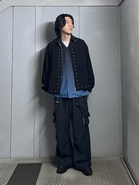 「JUNRED（ジュンレッド）のアイテム（パンツ）」を使った、SHUNSUKEさん（メンズ・185cm）の冬コーディネート