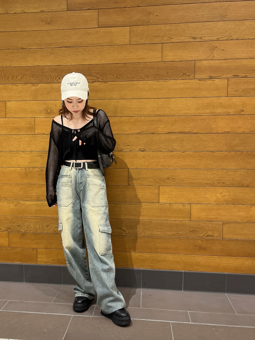 「プチプラコーデ、ママコーデ、低身長、おちびさん、150cm」｜「NEW ERAのニューエラ キャップ 9THIRTYロングバイザー ONSPOTZ別注（キャップ、ホワイト系）」を使った、Kiさん（レディース・150cm）の夏コーディネートの1枚目の写真
