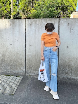 「おちびさん」｜「アイテム（トートバッグ）」を使った、Kiさん（レディース・150cm）の夏コーディネート