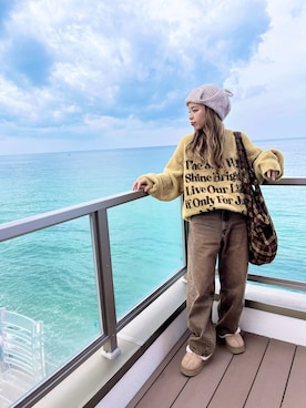 「アイテム（ニットキャップ/ビーニー）」を使った、Kiさん（レディース・150cm）の秋コーディネート