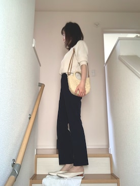 「UNIQLO（ユニクロ）のワッフルクルーネックT（7分袖）（Tシャツ/カットソー）」を使った、kieporiN☆さん（レディース・158cm）の春コーディネート