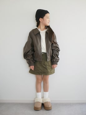 「アイテム（ブルゾン）」を使った、skskさん（キッズ・127cm）の秋コーディネート