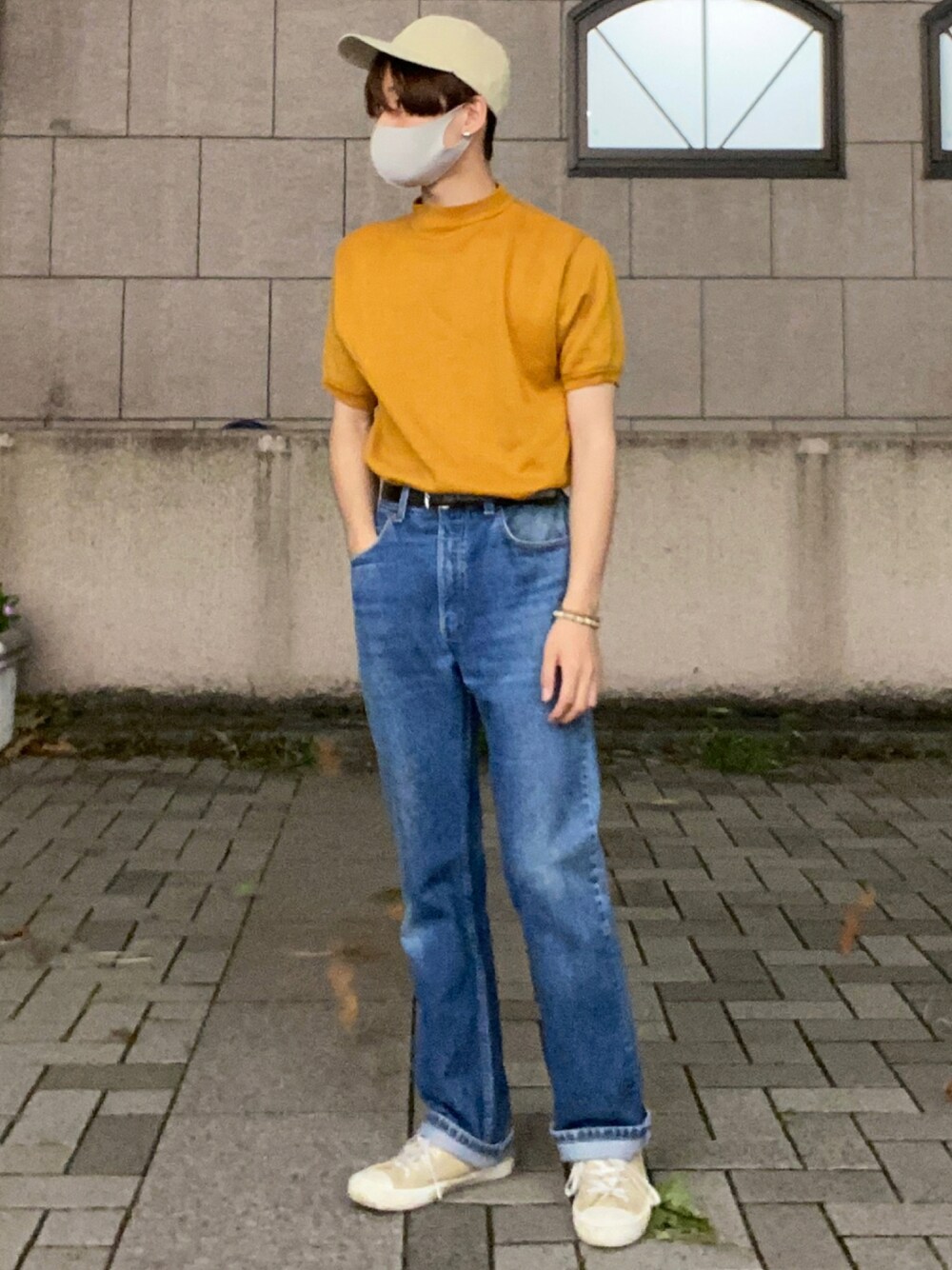 「古着、スウェット、大人カジュアル、古着MIX、きれいめカジュアル、夏コーデ、スウェットTシャツ、古着好きな人と繋がりたい」｜「Levi'sのアイテム（デニムパンツ、ブルー系）」を使った、Yusei Takafujiさん（メンズ・170cm）の夏コーディネートの1枚目の写真