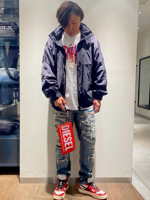Diesel 福岡ゆきおさんのナイロンジャケットを使ったコーディネート Zozotown