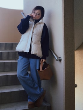 「hunch（ハンチ）のアイテム（その他アウター）」を使った、akocoa♩¨̮·͜· ︎︎ ︎︎さん（レディース・153cm）の冬コーディネート