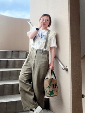 「アイテム（サロペット/オーバーオール）」を使った、akocoa♩¨̮·͜· ︎︎ ︎︎さん（レディース・153cm）の夏コーディネート