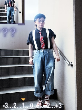 「アイテム（ネクタイ）」を使った、akocoa♩¨̮·͜· ︎︎ ︎︎さん（レディース・153cm）の秋コーディネート