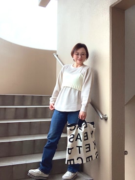 「Ungrid（アングリッド）のアイテム（ピアス（両耳用））」を使った、akocoa♩¨̮·͜· ︎︎ ︎︎さん（レディース・153cm）の春コーディネート