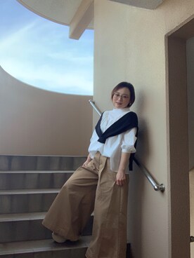 「Ungrid（アングリッド）のアイテム（ピアス（両耳用））」を使った、akocoa♩¨̮·͜· ︎︎ ︎︎さん（レディース・153cm）の春コーディネート