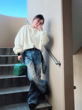 「アイテム（バンダナ/スカーフ）」を使った、akocoa♩¨̮·͜· ︎︎ ︎︎さん（レディース・153cm）の秋コーディネート