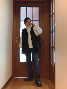 「アイテム（ミリタリージャケット）」を使った、akocoa♩¨̮·͜· ︎︎ ︎︎さん（レディース・153cm）の冬コーディネート