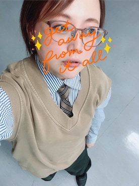 「アイテム（ネクタイ）」を使った、akocoa♩¨̮·͜· ︎︎ ︎︎さん（レディース・153cm）の冬コーディネート