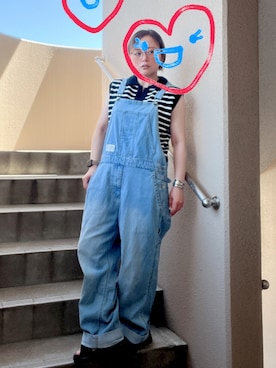 「アイテム（サロペット/オーバーオール）」を使った、akocoa♩¨̮·͜· ︎︎ ︎︎さん（レディース・153cm）の夏コーディネート