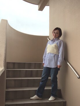 「Ungrid（アングリッド）のアイテム（ピアス（両耳用））」を使った、akocoa♩¨̮·͜· ︎︎ ︎︎さん（レディース・153cm）の春コーディネート