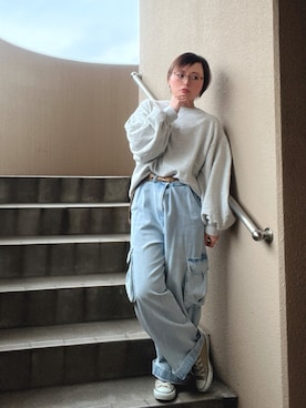 「CONVERSE（コンバース）のアイテム」を使った、akocoa♩¨̮·͜· ︎︎ ︎︎さん（レディース・153cm）の春コーディネート
