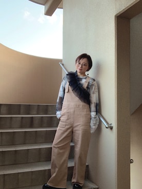 「重ね着ベストシーズン」｜「アイテム（オールインワン・サロペット）」を使った、akocoa♩¨̮·͜· ︎︎ ︎︎さん（レディース・153cm）の秋コーディネート