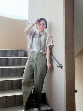 「アイテム（サロペット/オーバーオール）」を使った、akocoa♩¨̮·͜· ︎︎ ︎︎さん（レディース・153cm）の秋コーディネート