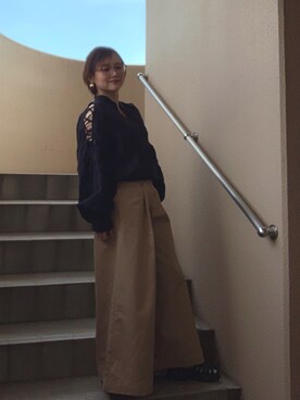 「Ungrid（アングリッド）のアイテム（ピアス（両耳用））」を使った、akocoa♩¨̮·͜· ︎︎ ︎︎さん（レディース・153cm）の春コーディネート