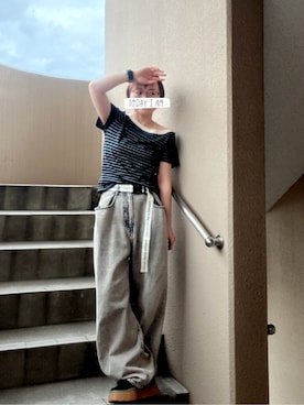 「CIAOPANIC TYPY（チャオパニックティピー）のアイテム（パンツ）」を使った、akocoa♩¨̮·͜· ︎︎ ︎︎さん（レディース・153cm）の夏コーディネート