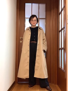 「ECRIRE（エクリール）のアイテム（ステンカラーコート）」を使った、akocoa♩¨̮·͜· ︎︎ ︎︎さん（レディース・153cm）の冬コーディネート