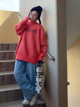 「DISCOAT（ディスコート）のアイテム（帽子）」を使った、akocoa♩¨̮·͜· ︎︎ ︎︎さん（レディース・153cm）の春コーディネート