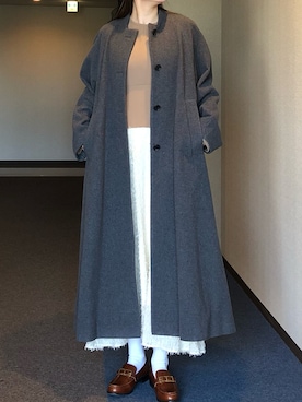 「CLANE（クラネ）のアイテム（ノーカラーコート）」を使った、u_tanさん（レディース・169cm）の冬コーディネート