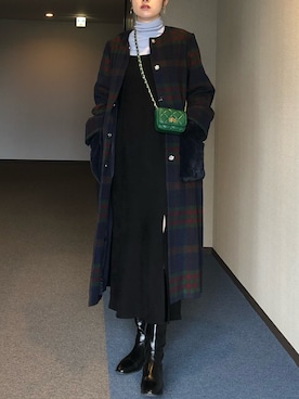 「UNIQLO（ユニクロ）のエクストラファインメリノリブタートルネックセーター（長袖）（ニット/セーター）」を使った、u_tanさん（レディース・169cm）の冬コーディネート