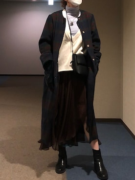 「UNIQLO（ユニクロ）のエクストラファインメリノリブタートルネックセーター（長袖）（ニット/セーター）」を使った、u_tanさん（レディース・169cm）の冬コーディネート