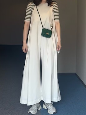 「アイテム（つなぎ/オールインワン）」を使った、u_tanさん（レディース・169cm）の秋コーディネート