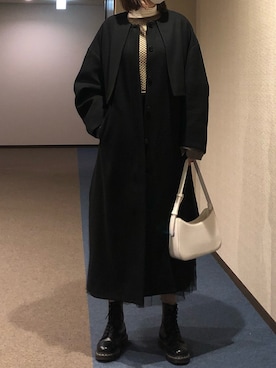 「BLACK BY MOUSSY（ブラックバイマウジー）のアイテム（ノーカラーコート）」を使った、u_tanさん（レディース・169cm）の秋コーディネート