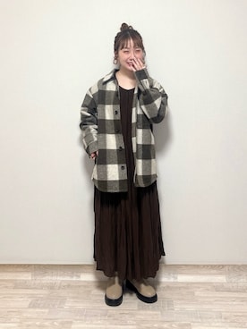 「チェックジャケット」｜「アイテム（その他）」を使った、まき みさきさん（レディース・149cm）の秋コーディネート