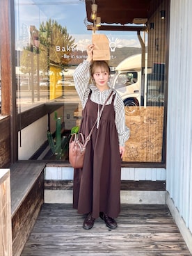 「アイテム（ジャンパースカート）」を使った、まき みさきさん（レディース・149cm）の秋コーディネート