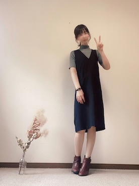 「URBAN RESEARCH ROSSO WOMEN（アーバンリサーチ　ロッソ）のアイテム（ジャンパースカート）」を使った、あやさん（レディース・161cm）の秋コーディネート