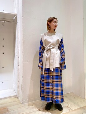 「柄物」｜「アイテム（ジャケット/アウター）」を使った、asami ogawaraさん（レディース・162cm）の秋コーディネート