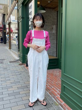 「mystic（ミスティック）のアイテム（サロペット/オーバーオール）」を使った、asami ogawaraさん（レディース・162cm）の夏コーディネート