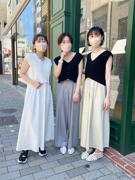 「お揃いコーデ」｜「アイテム（スラックス）」を使った、asami ogawaraさん（レディース・162cm）の夏コーディネート