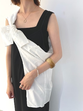 「シャツアレンジ」｜「アイテム（アクセサリー）」を使った、asami ogawaraさん（レディース・162cm）の夏コーディネート