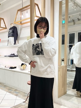 「mystic（ミスティック）のジョースザボ別注スウェット Twilight girl（スウェット、ホワイト系）」を使った、asami ogawaraさん（レディース・162cm）の冬コーディネート