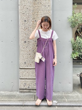 「クリアサンダル」｜「アイテム（オールインワン・サロペット）」を使った、asami ogawaraさん（レディース・162cm）の夏コーディネート