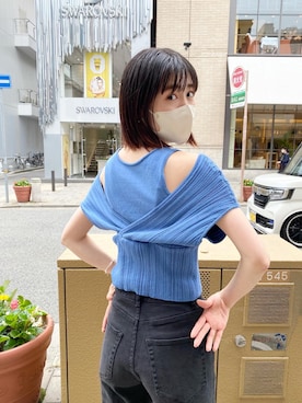 「mystic（ミスティック）のセンターステッチフレアデニム（デニムパンツ）」を使った、asami ogawaraさん（レディース・162cm）の夏コーディネート