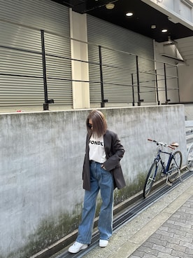 「海外系ファッション」｜「アイテム（その他アウター）」を使った、ENVYM_RIKAさん（レディース・161cm）の秋コーディネート