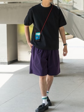 「CONVERSE（コンバース）のアイテム（ローファー、ブラック系）」を使った、陈百万さん（メンズ・174cm）の春コーディネート