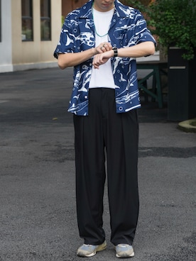 「アイテム（その他、ホワイト系）」を使った、陈百万さん（メンズ・174cm）の夏コーディネート