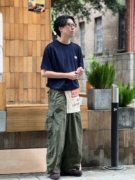 「アイテム（モカシン/デッキシューズ）」を使った、陈百万さん（メンズ・174cm）の夏コーディネート