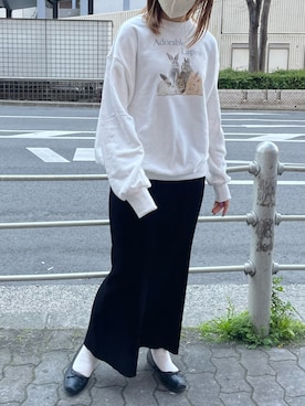 「nice claup」｜「アイテム（スウェット）」を使った、renaさん（レディース・163cm）の春コーディネート