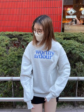 「nice claup」｜「アイテム（スウェット）」を使った、renaさん（レディース・163cm）の春コーディネート