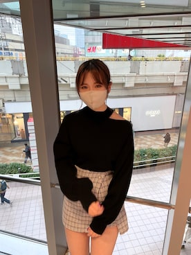 「one after another NICE CLAUP（ワンアフターアナザーナイスクラップ）のビジューボタンスカパン　2023SS（その他パンツ）」を使った、renaさん（レディース・163cm）の冬コーディネート