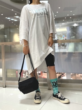 「チャックテイラー」｜「アイテム（ワンピース/ドレス）」を使った、morimiiiさん（レディース・155cm）の夏コーディネート